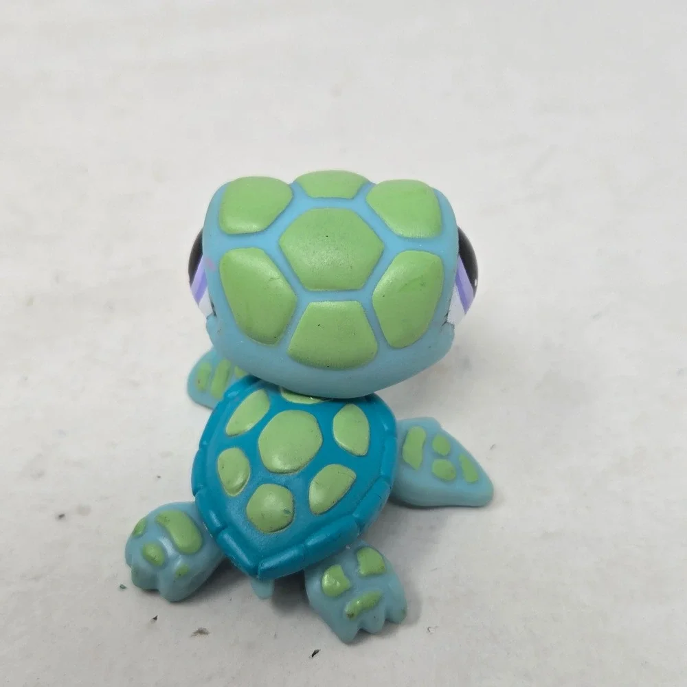 Littlest Pet Shop Turtle Teal Blue Green Shell Purple Eyes‎ Hasbro LPS 1325